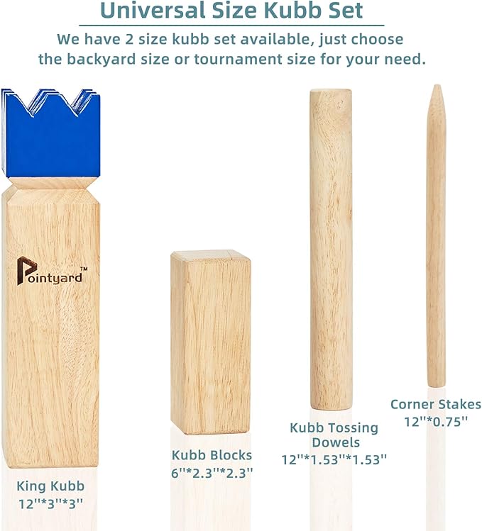 Pointyard Kubb Yard Game Set, Kubb Game Set with Carrying Bag - Wooden Toss Game Set for Outdoor