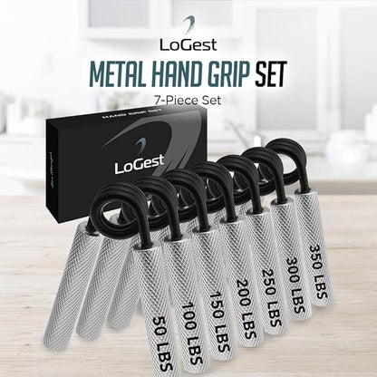 Logest Metal Hand Grip Set, 100LB-350LB 6 Pack 50LB-350LB 7 Pack No Slip Heavy-Duty Grip