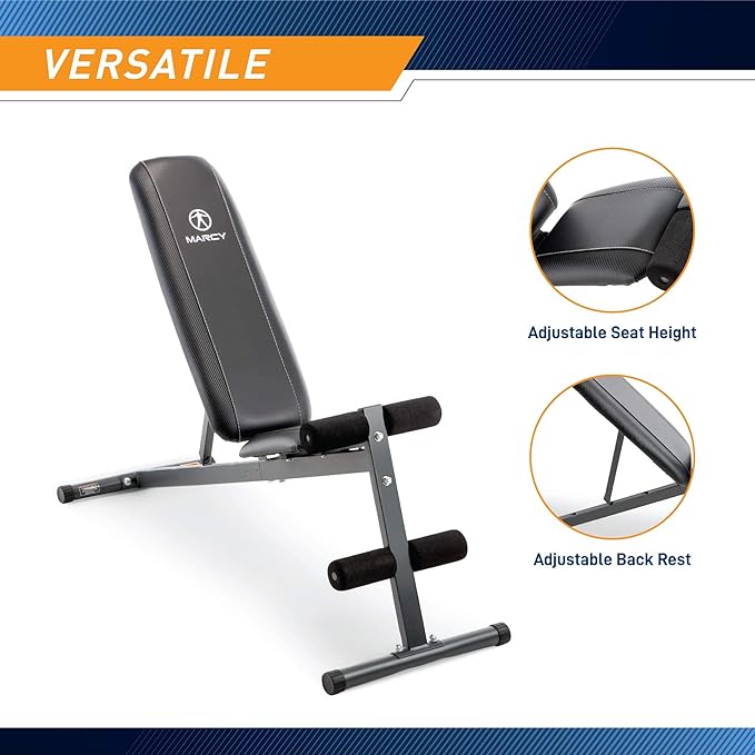 Marcy Exercise Utility Bench for Upright, Incline, Decline, and Flat Exercise SB-261W , Black