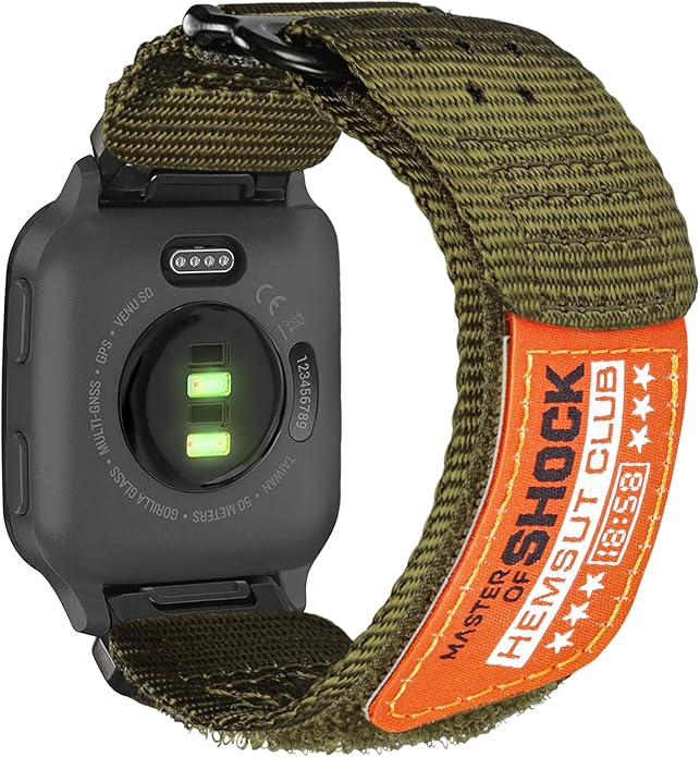 Rugged Nylon Sports Strap With Woven Loop Design, Compatible With Venu 2, 3, Plus, Sq, Sq 2, Music