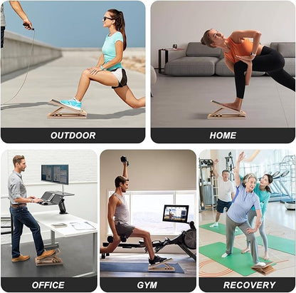 Portable Slant Board, Calf Stretch Board, Slant Boards for Exercise, Wooden Slant Board, Velor