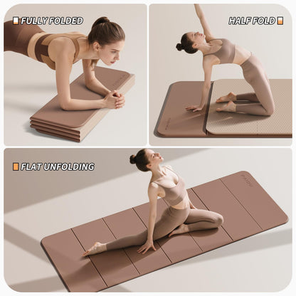PAIDU Foldable Yoga Mat 10MM Thick SGS Certified TPE 75x26" Portable