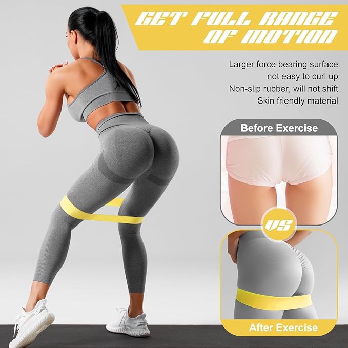 12 Pcs Latex Resistance Loop Exercise Bands for Booty Workout Stretch Exercise Bands Non Slip for