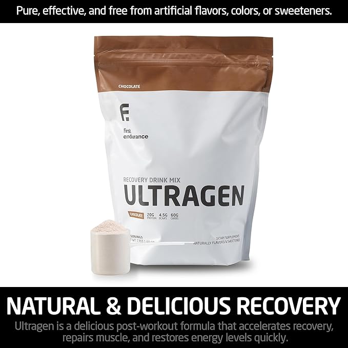 FIRST ENDURANCE Ultragen Workout Recovery Drink Powder, Protein Mix, Boosts Energy, Accelerates
