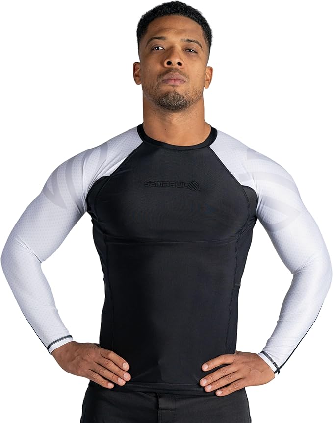 Sanabul Essential Long Sleeve Compression Training Rash Guard for MMA BJJ Wrestling Grappling and