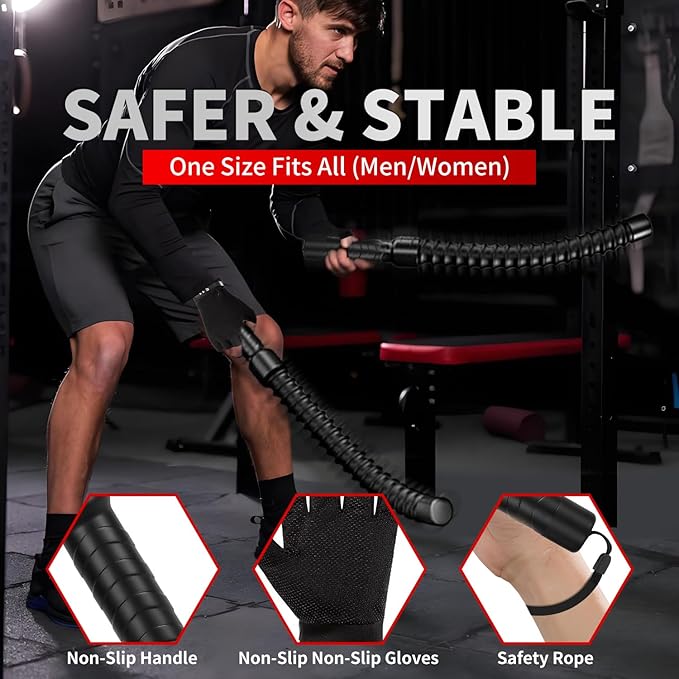 Ropeless Battle Ropes for HIIT Workouts, Cardio & Muscle Training, Low-Impact Cardio Training