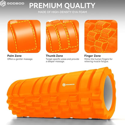 Deep Tissue Foam Roller - High-Density Muscle Massage Roller for Recovery, Pain Relief, Trigger