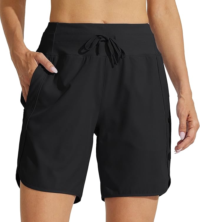 Willit Women's 7" Athletic Running Shorts Long Workout Hiking Shorts Quick Dry High Waisted Active
