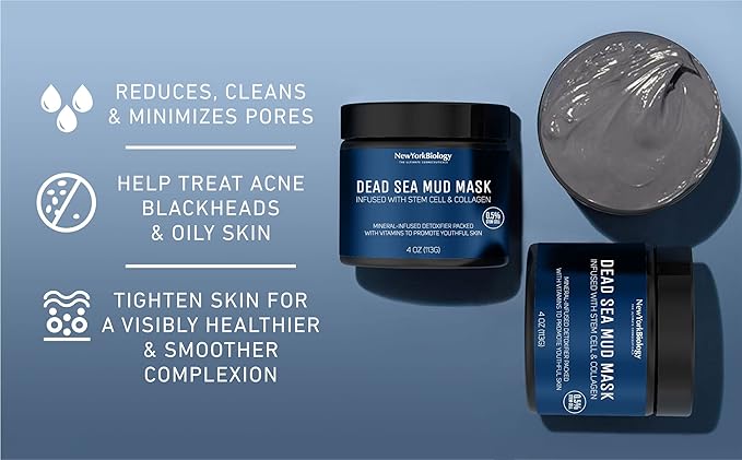 New York Biology Dead Sea Mud Mask for Face, Body | with Stem Cell and Collagen | Spa Quality Pore