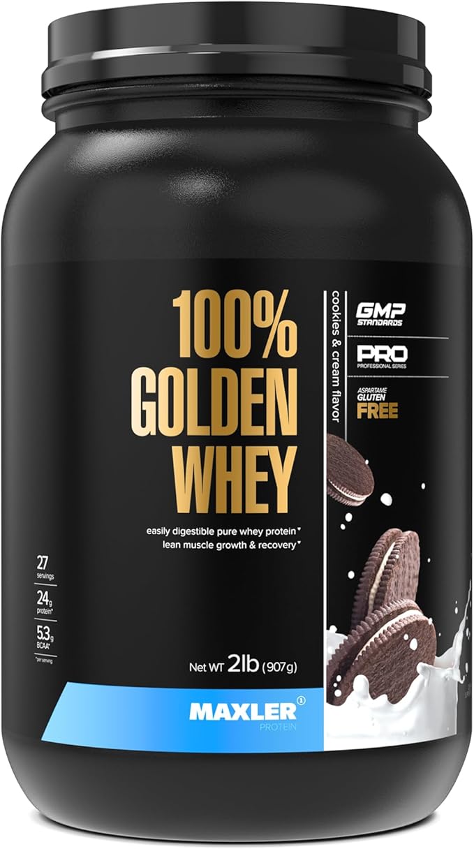 Maxler 100% Golden Whey Protein - 24g of Protein per Serving - Premium Whey Protein Powder for Pre