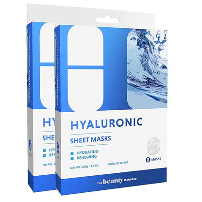 Hyaluronic Acid Sheet Face Mask - Skin Firming, Anti-Aging, Moisturizes & Plumps Skin