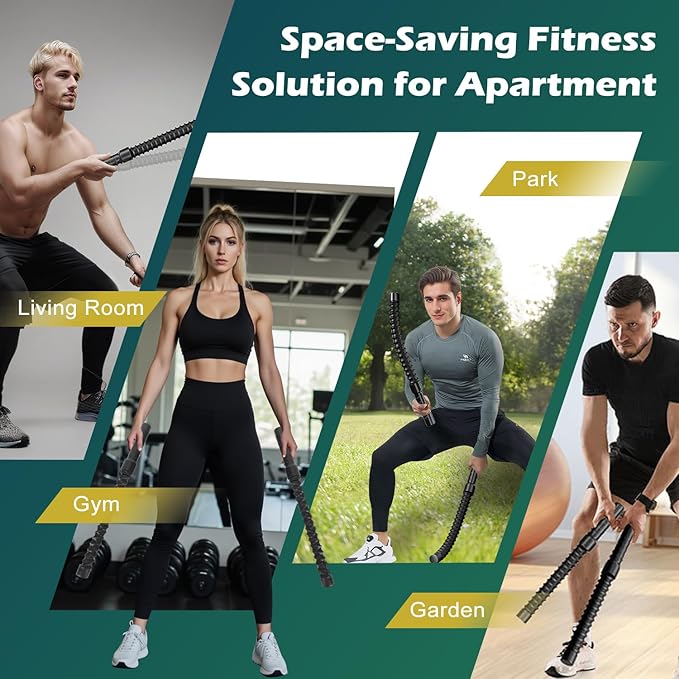 Ropeless Battle Ropes for Home Gym, Weighted Workout Cords for HIIT, Strength, and Low-Impact