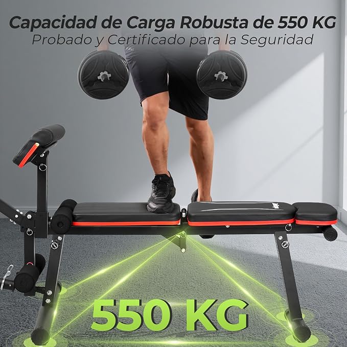 Upgraded Adjustable Weight Bench with Leg Extension and Leg Curl, 9 Back Positions & Foldable
