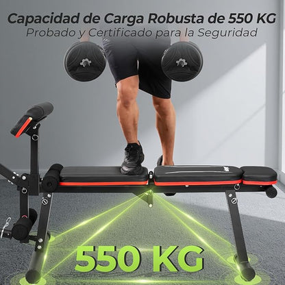 Upgraded Adjustable Weight Bench with Leg Extension and Leg Curl, 9 Back Positions & Foldable