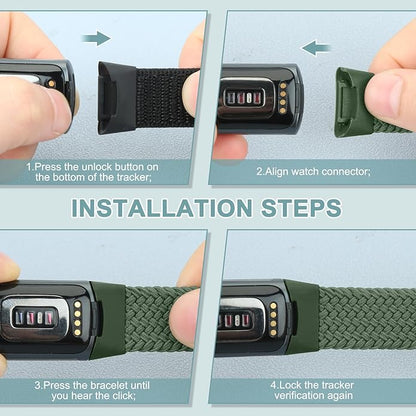Braided Band Compatible with Fitbit Charge 6/Fitbit Charge 5, Soft Nylon Solo Loop Adjustable