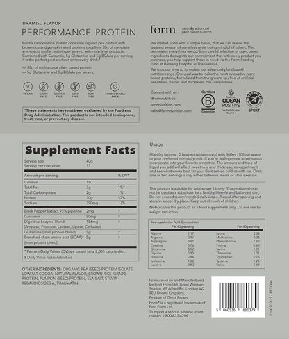 Form Performance Protein - Vegan Protein Powder - 30g of Plant Based Protein per Serving, with