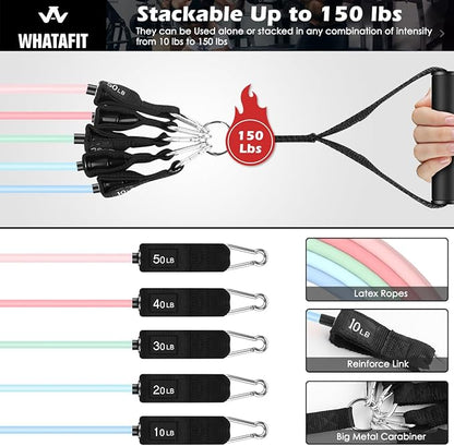 WHATAFIT Resistance Bands, Exercise Bands，Resistance Bands for Working Out, Work Out Bands with
