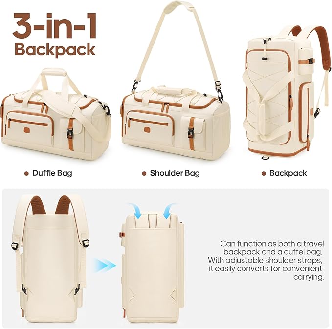 Gym Bag for Men and Women with Shoe & Laptop Compartment, 3-in-1 Sports Travel Duffel Bag