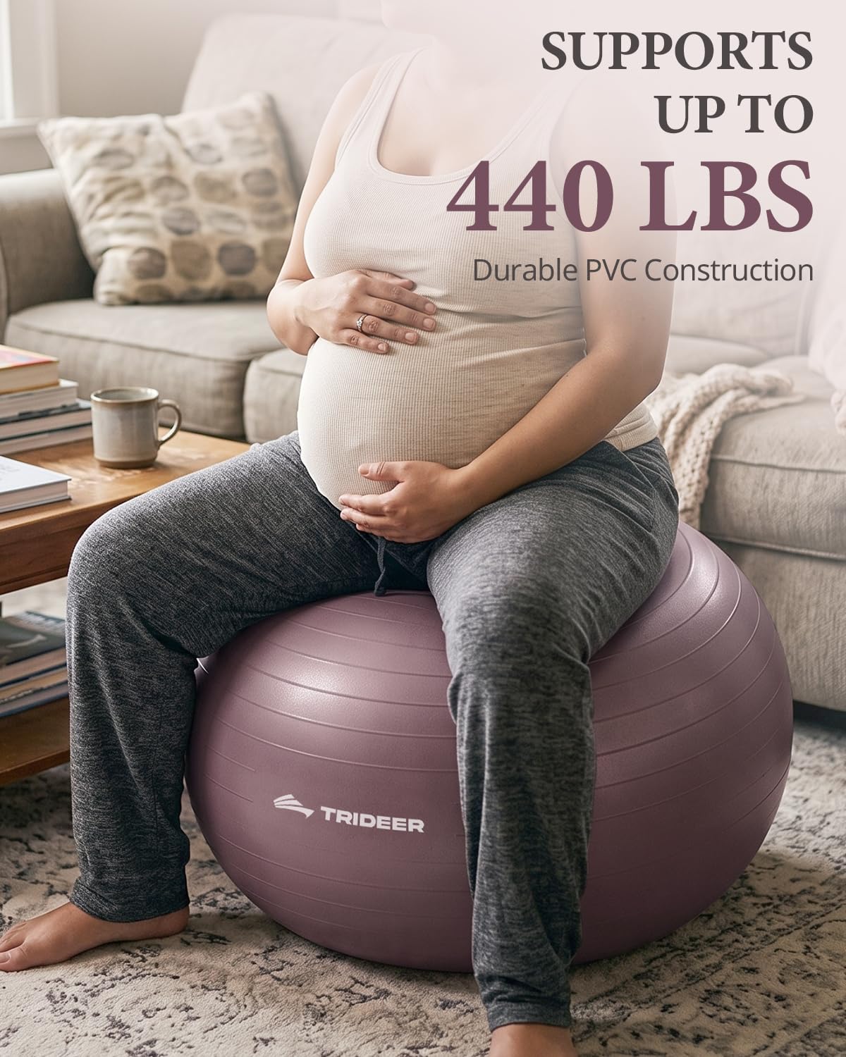 Trideer Exercise Ball, Stability Yoga Ball for Physical Therapy, Active Sitting, Pregnancy & Birth