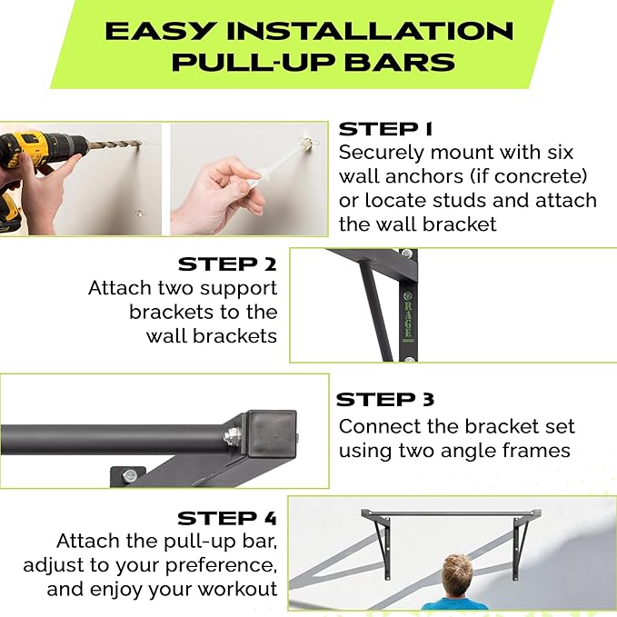 Heavy-Duty Wall Mounted Pull Up Bar - 500 lbs Weight Capacity | Maintain Upper Body Strength & Core