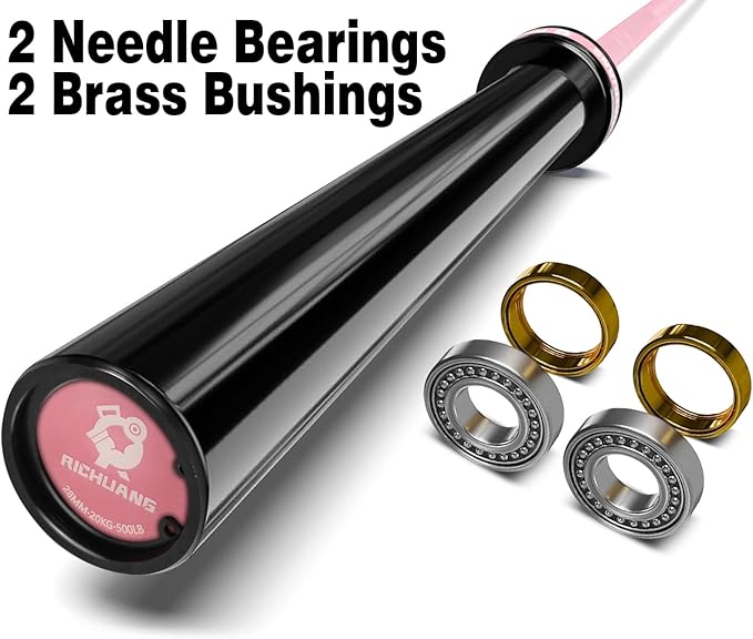 7ft Olympic Barbell, Weightlifting Barbell 28mm 45lb - 500/700/1000lbs Capacity with Smooth