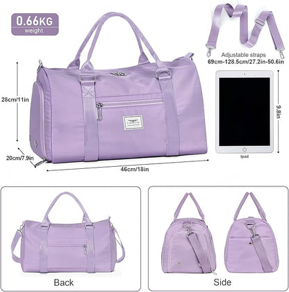 FIORETTO Womens Gym Tote Duffle Bag with Wet Pocket & Shoe Compartment, Sports Duffel Overnight