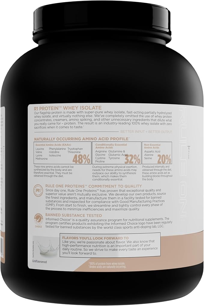 Rule 1 Naturally Flavored R1 Protein Whey Isolate - Clean Formula with 25g Protein & 6g BCAA