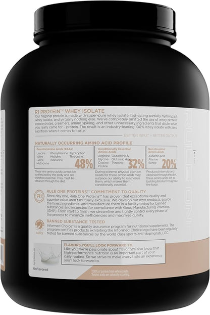 Rule 1 Naturally Flavored R1 Protein Whey Isolate - Clean Formula with 25g Protein & 6g BCAA