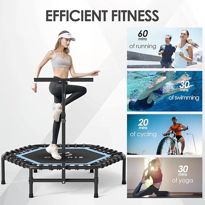 CLORIS 45'' Rebounder Trampoline for Adults - Max Load 450lbs, Mini Trampoline with Adjustable Foam