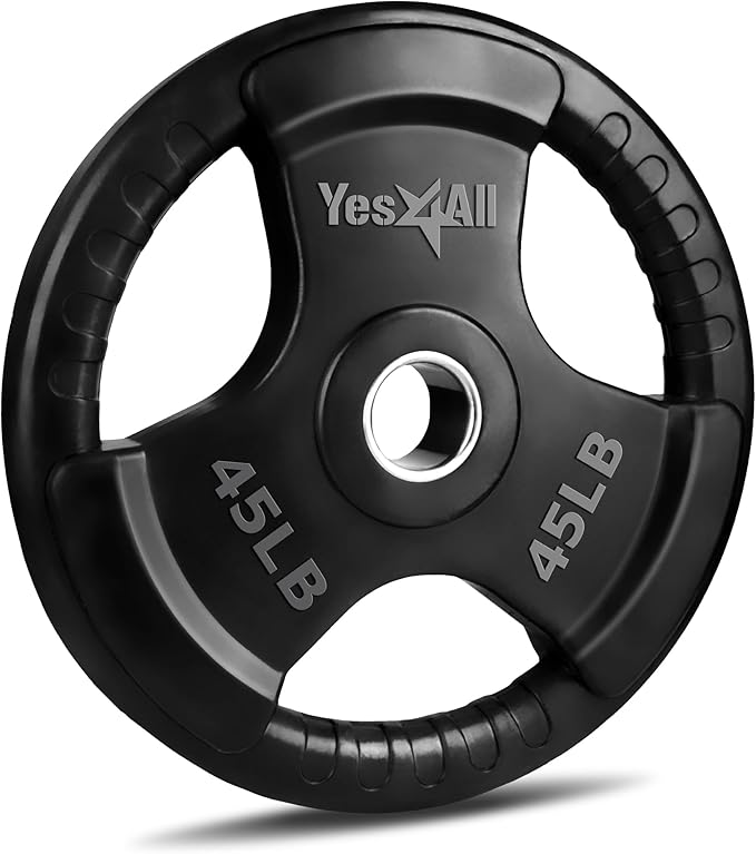 Yes4All Rubber Grip Plates for Barbell, 2-Inch Weight Plates for Weightlifting and Strength