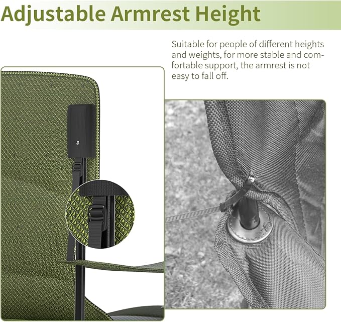 Heavy Duty Folding Chair 500LB Capacity, Oversized Camping Chairs with Cup Holder, Cooler Bag &