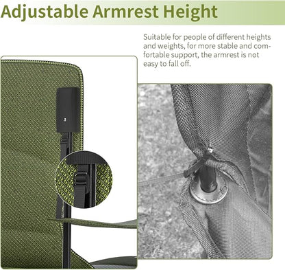 Heavy Duty Folding Chair 500LB Capacity, Oversized Camping Chairs with Cup Holder, Cooler Bag &