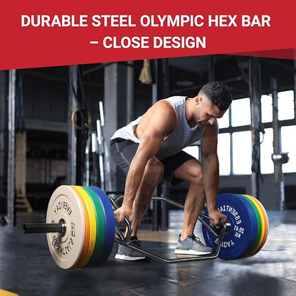 Olympic 2-Inch Hex Weight Lifting Trap Bar with Long and Rotating Sleeves, 500-Pound Capacity, Open
