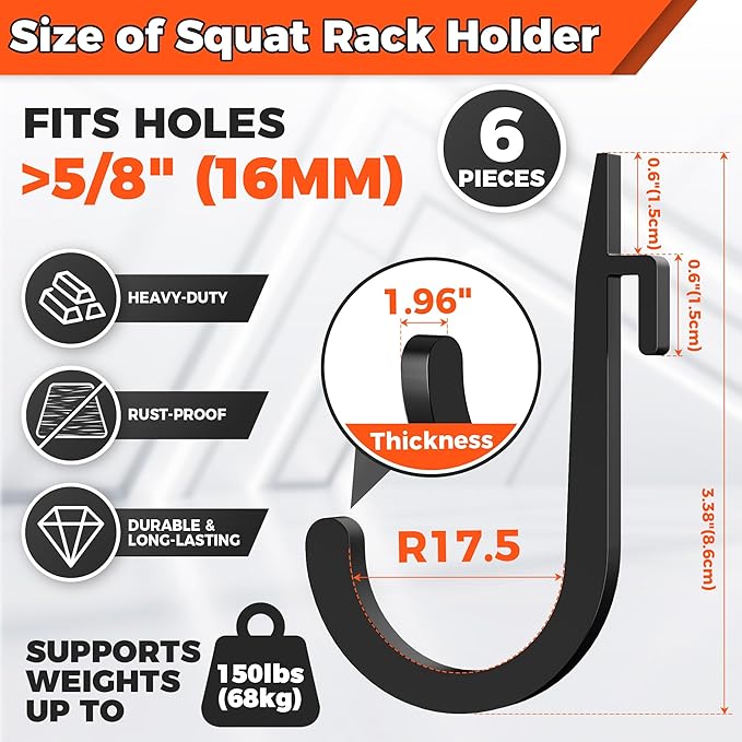 J Hooks for Squat Rack,Squat Rack Attachments for Home Gym Storage,Portale Power Rack Accessories