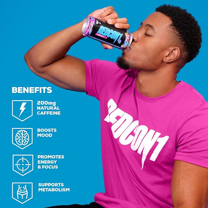 REDCON1 Energy High Performance Drink, Vice City - Zero Sugar Energy Drink with Alpha GPC Nootropic