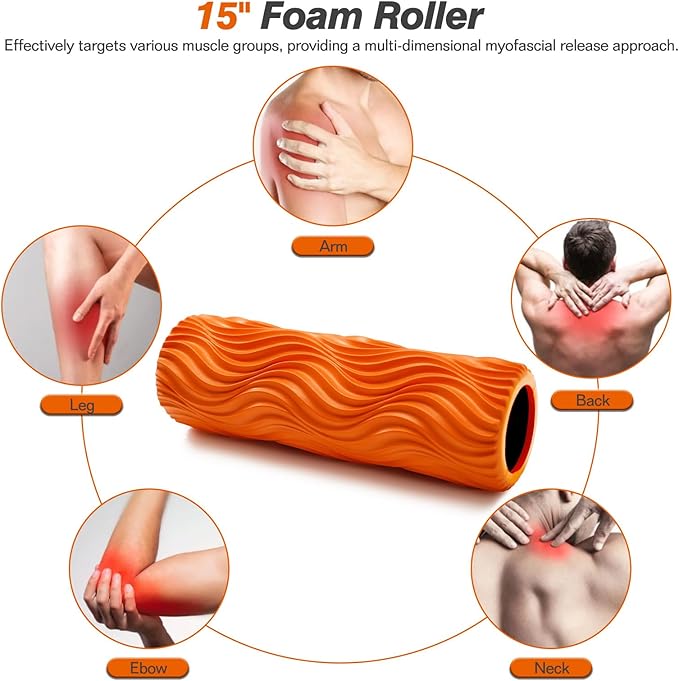 5 in 1 Foam Roller Set - Trigger Point Foam Back Roller, Muscle Roller Stick, Massage Ball