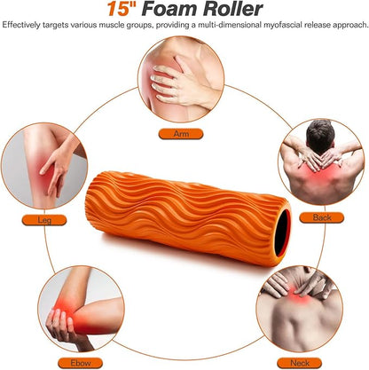 5 in 1 Foam Roller Set - Trigger Point Foam Back Roller, Muscle Roller Stick, Massage Ball