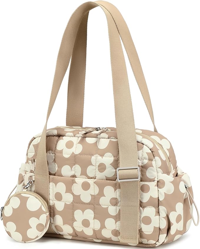 CAMTOP Mini Gym Bag for Women, Small Gym Tote Bag Puffy Quilted Sports Duffel Bag with Wet