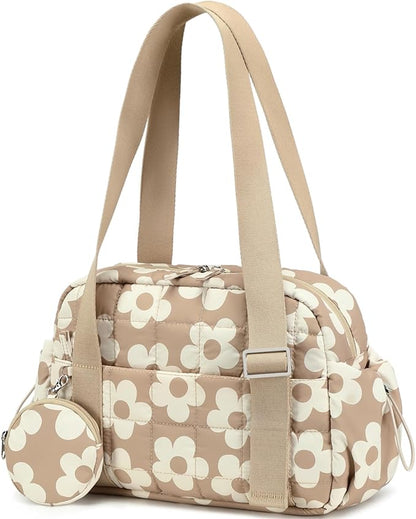 CAMTOP Mini Gym Bag for Women, Small Gym Tote Bag Puffy Quilted Sports Duffel Bag with Wet