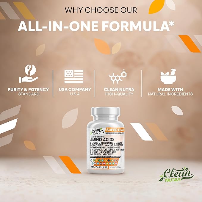 Clean Nutraceuticals Amino Acids Supplement L-Lysine, L-Threonine, L-Leucine, Isoleucine, Valine