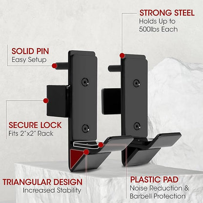 Yes4All Power Rack J-Hooks & Attachments ??Heavy Duty Barbell Holders Compatible with 2x2 & 3x3