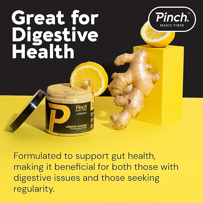 Pinch Magic Sugar Free Fiber Powder ??Light Lemon Ginger Psyllium Husk with Bromelain & Vitamins C
