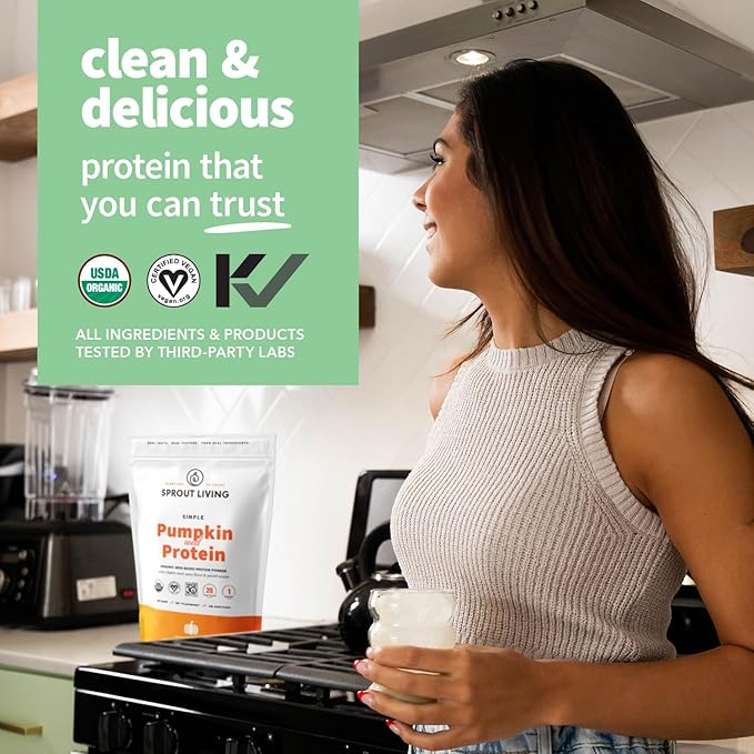 Sprout Living Organic Pumpkin Seed Protein Powder, Unflavored, 20 Grams of Plant Based Protein