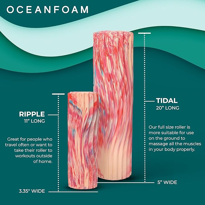Oceanfoam Tidal Roller - Cotton Candy - Muscle Massage Foam Roller for Back Pain & Stretching