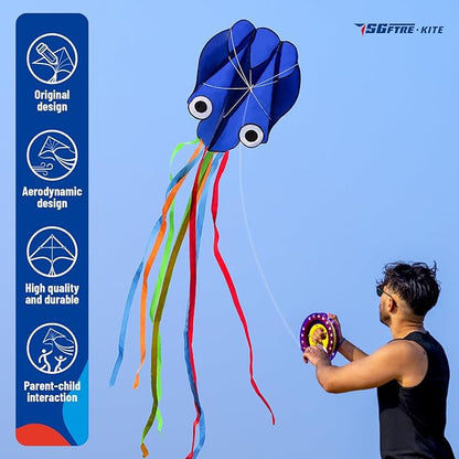 3 Piece Set Butterfly Delta and Octopus Kites for Boys and Girls, Beach Kites for Family Outdoor