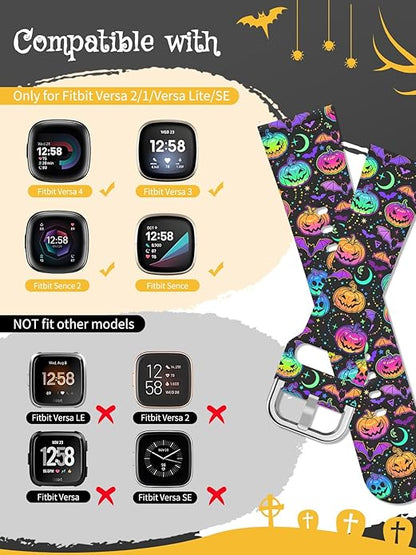 Watbro Halloween Holiday Band Compatible with Fitbit Versa 3 / Sense/Fitbit Versa 4 / Sense 2 Bands