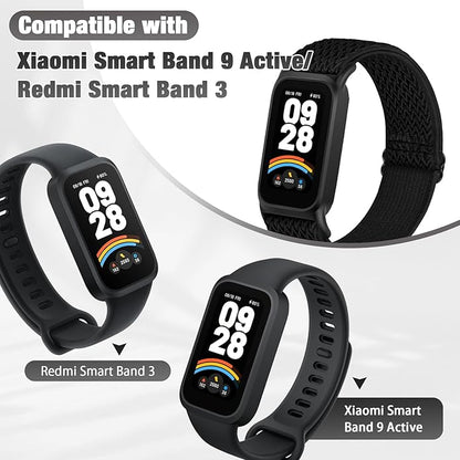 2 Pack Elastic Bands Compatible with Xiaomi Smart Band 9 Active Women Men, Soft Nylon Replacement