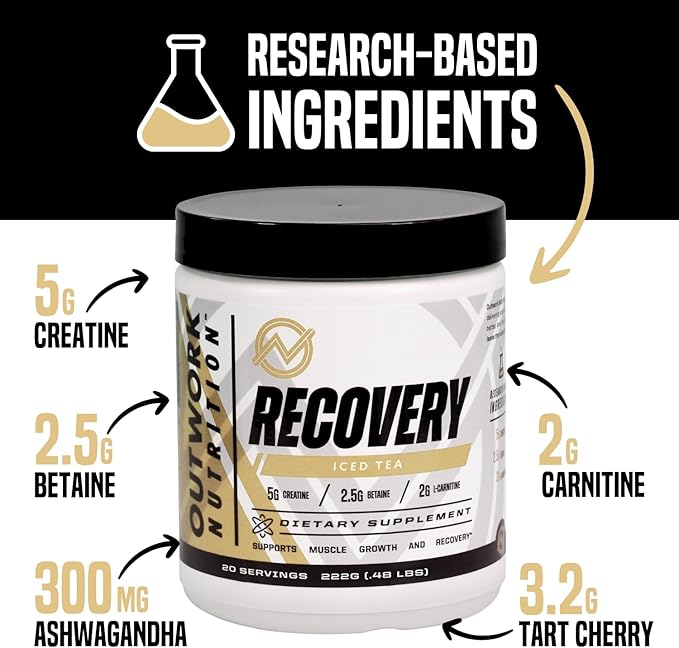 Outwork Nutrition Post Workout Recovery Powder - Creatine Monohydrate, KSM-66 Ashwagandha & Tart