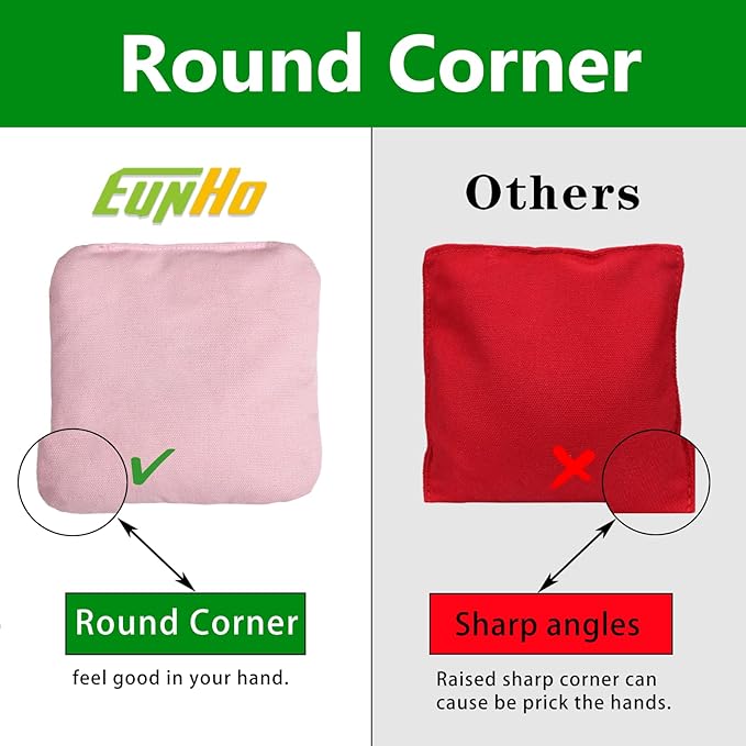 EunHo Cornhole Bags Set of 8 Regulation Size & Weight Corn Hole Bean Bags Official Professional All