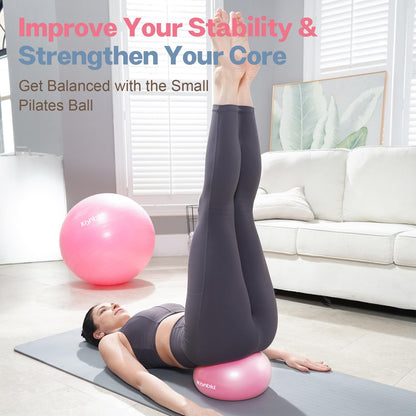 kisnbld Small Exercise Ball, 9 Inch Mini Pilates Ball, Anti Burst and Slip Resistant Mini Yoga Ball